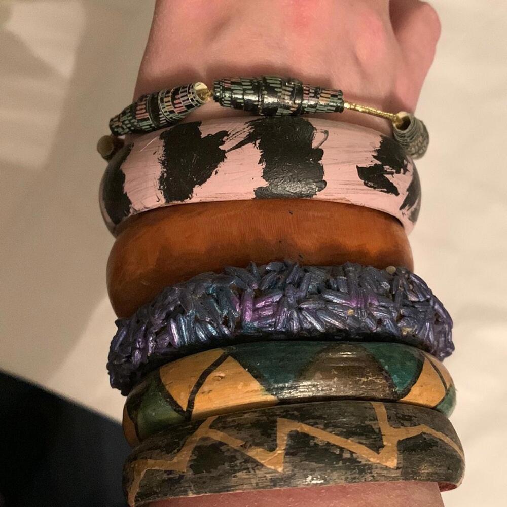 🍁Set of 6 handmade bracelets wood paper rice